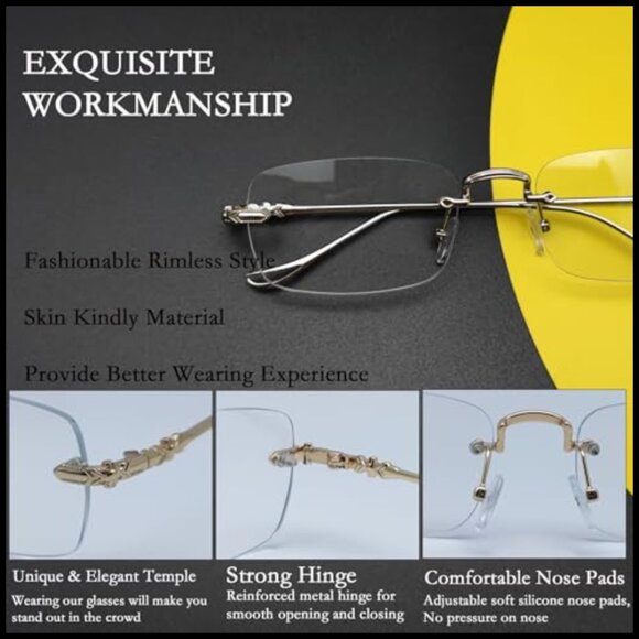 Rimless Rectangle Clear Glasses Y2K Retro Minimalist Fashion Eyewear main image 4